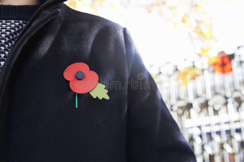 Birmingham, R-U - 6 novembre 2016 : Fermez-vous du pavot de port de jour de souvenir de l'homme images stock Birmingham, R-U - 6 novembre 2016 : Fermez-vous du pavot de port de jour de souvenir de l'homme images stock