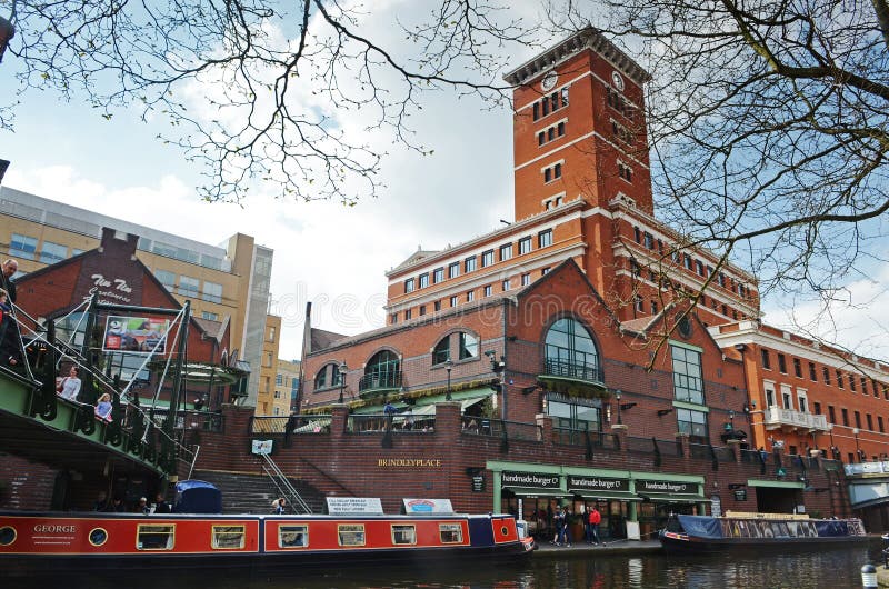 Birmingham water canal networkwith boat