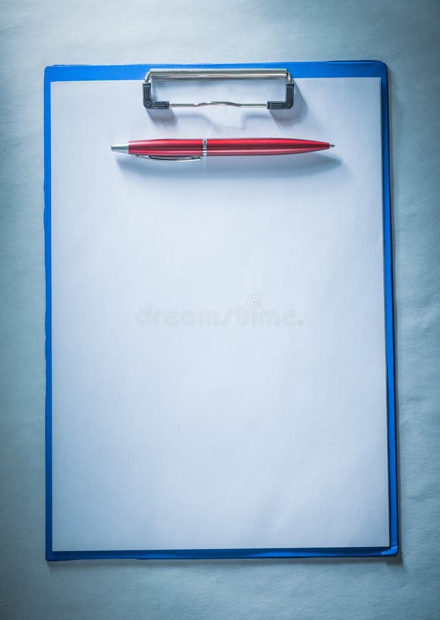 Biro Pen Blank Paper Sheet Clipboard Stock Photo - Image of office ...