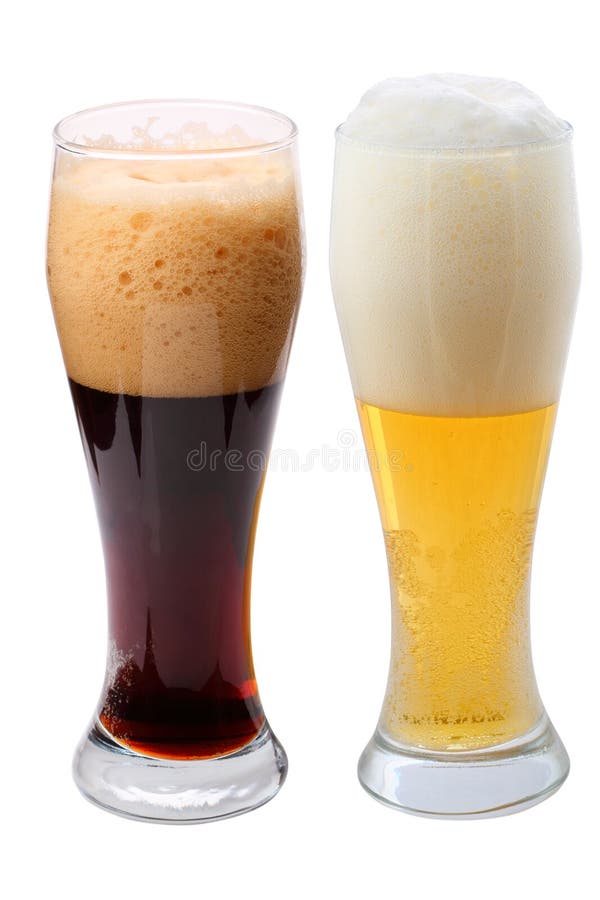 Birra chiara e di oscurità immagini stock Birra chiara e di oscurità immagini stock
