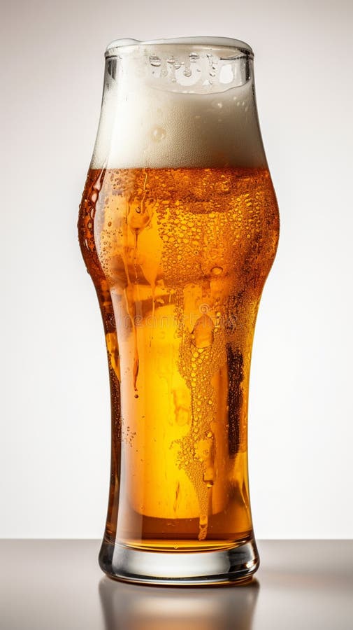 Birra di birra rinfrescante tiene la birra isolata su fondo bianco illustrazione vettoriale