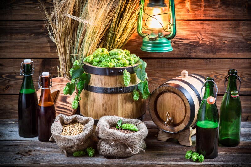 Birra facente casalinga nella cantina fotografia stock Birra facente casalinga nella cantina fotografia stock