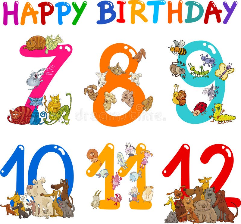 Birthday Anniversary Cartoons Set Stock Vector - Illustration of