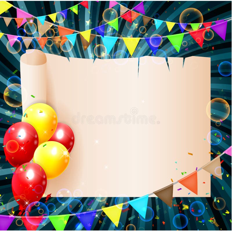 Birthday Background with Colorful Balloons Stock Vector - Illustration of  purple, pleasure: 56217776