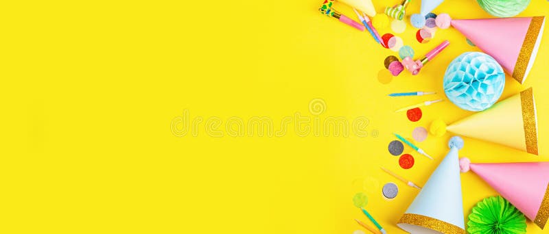 Birthday Background, Top View. Flat Lay Style. Mockup, Template with Copy  Space. Horizontal Long Banner for Web Design Stock Image - Image of banner,  card: 168945749
