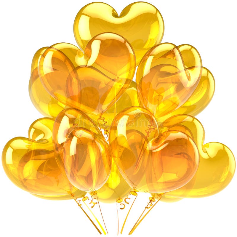 Birthday Balloons Heart Shaped Yellow Stock Illustration Illustration