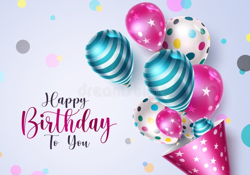 Birthday Balloons Vector Background Design Happy Birthday To You Text With  Balloon And Confetti Decoration Element For Birth Day Celebration Greeting  Card Design Stock Illustration - Download Image Now - iStock
