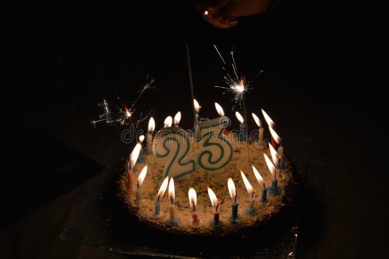 A birthday cake. Twenty three years royalty free stock photos A birthday cake. Twenty three years royalty free stock photos