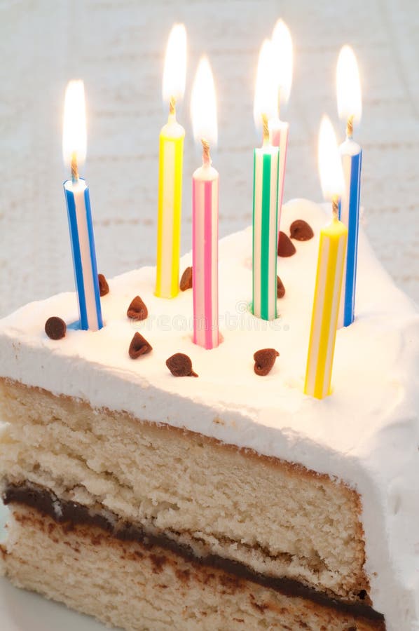 Birthday Cake with Burning Candles Stock Photo Image of colorful, closeup 28723176