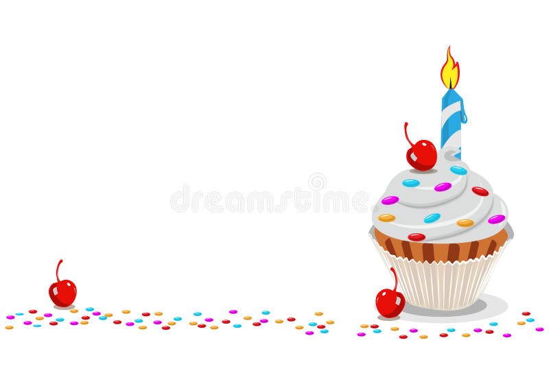 Birthday cake with candles , birthday party elements. Happy Birthday stock illustration