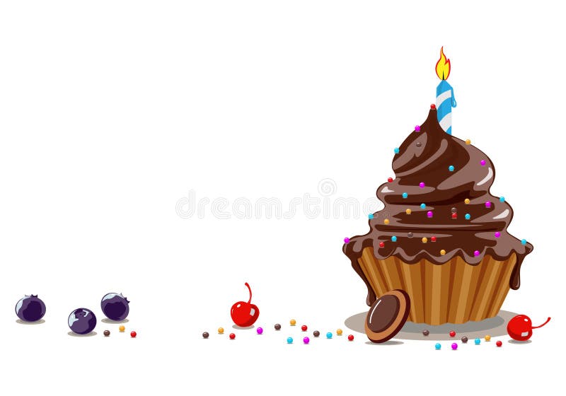 Birthday cake with candles , birthday party elements. Happy Birthday. royalty free illustration