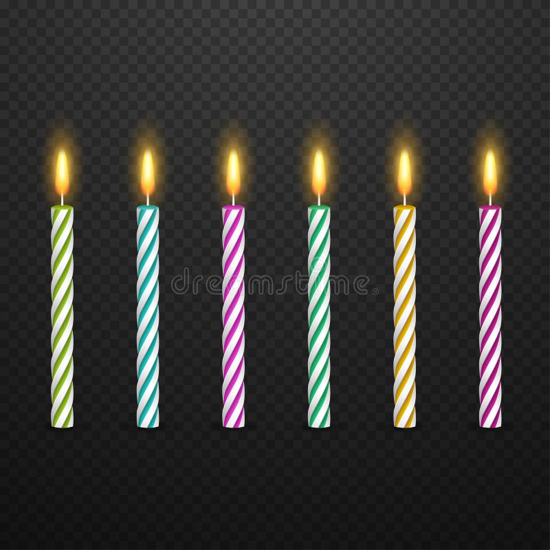 Birthday Cake Candles with Burning Flames Isolated Stock Vector