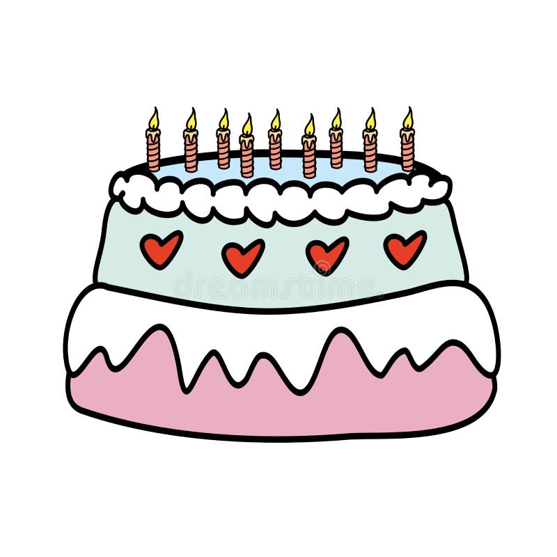 Birthday Cake with Candles stock vector. Illustration of plate 78322020