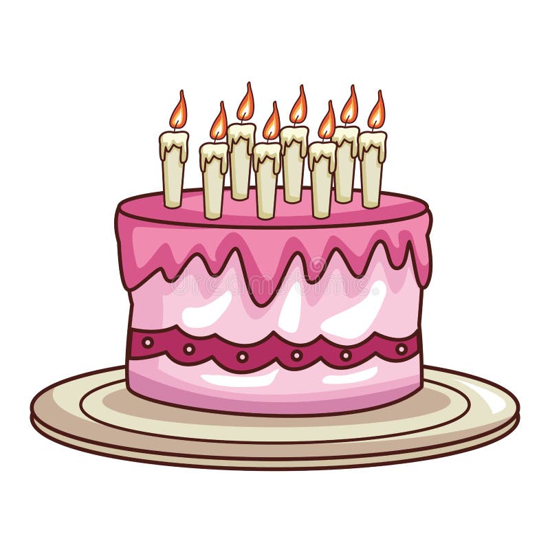 Birthday cake cartoon stock vector. Illustration of cream - 145374234