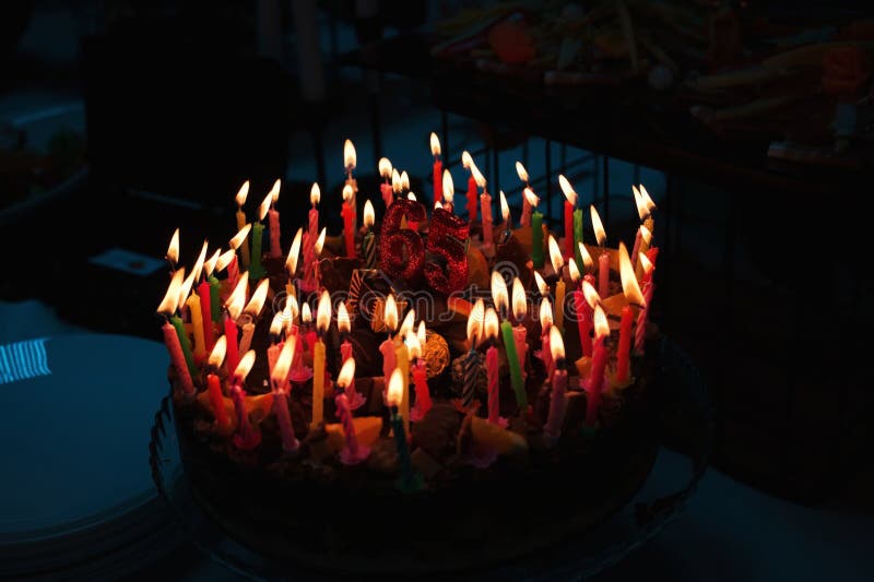 Birthday Cake with Lot of Candles Stock Image - Image of sugar, food ...