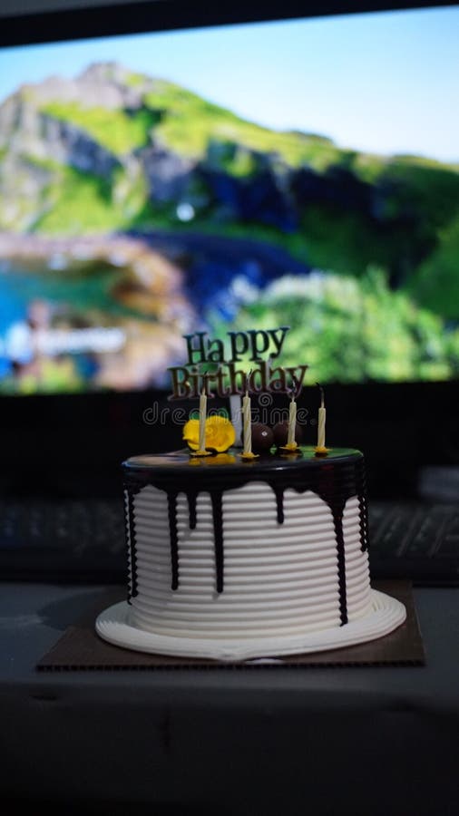 Birthday Cake Made in Supermarket Shop. Stock Photo Image of