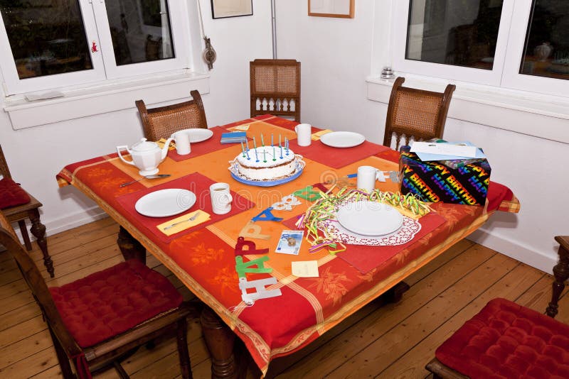 Birthday cake at the table