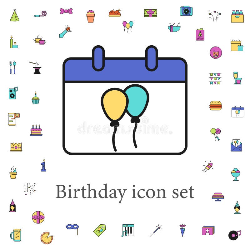 Birthday in the Calendar Colored Icon. Birthday Icons Universal Set for