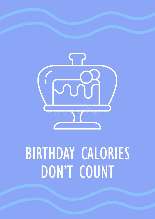 Birthday Calories Do Not Count Postcard with Linear Glyph Icon Stock