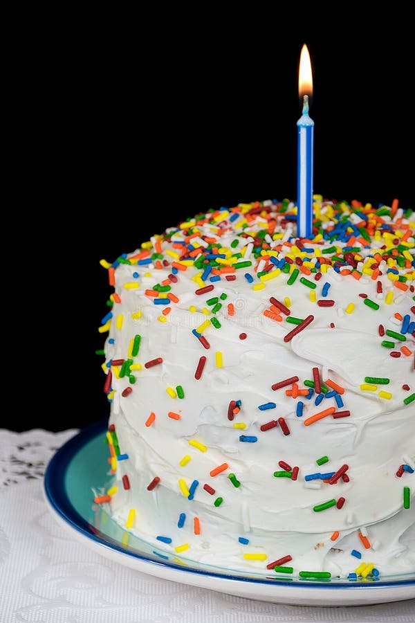 Birthday Candle on Layer Cake Stock Image Image of vibrant, vivid
