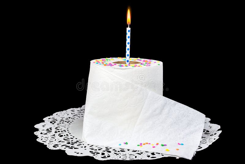 Birthday candle in toilet paper roll