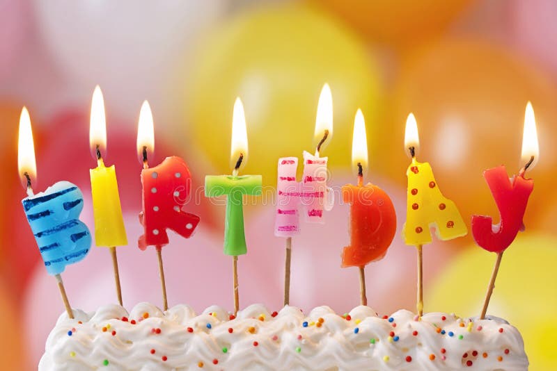 Party Candles on a Slice of Birthday Cake Stock Image Image of