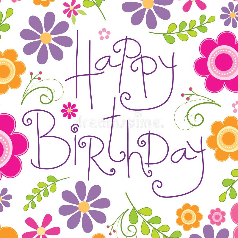 Birthday Card with Beautiful Flowers Pattern Stock Vector ...