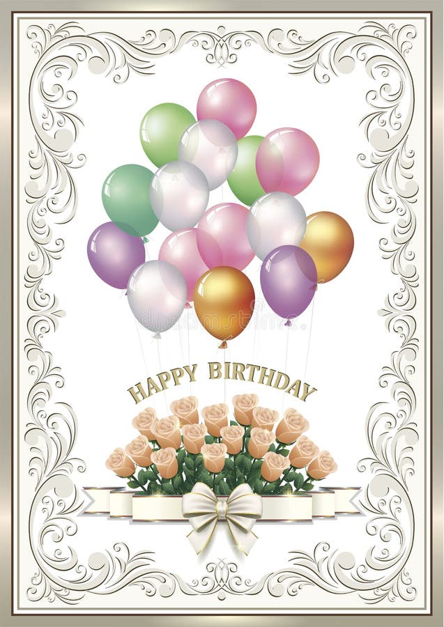 woonadres willekeurig riem Birthday Card with a Flowers and Balloons Stock Vector - Illustration of anniversary, ornament: 107573623 woonadres willekeurig riem Birthday Card with a Flowers and Balloons Stock Vector - Illustration of anniversary, ornament: 107573623