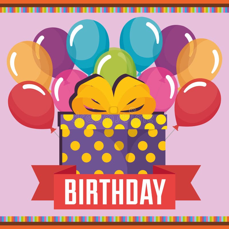 Birthday card with gift stock vector. Illustration of celebrate - 124302990