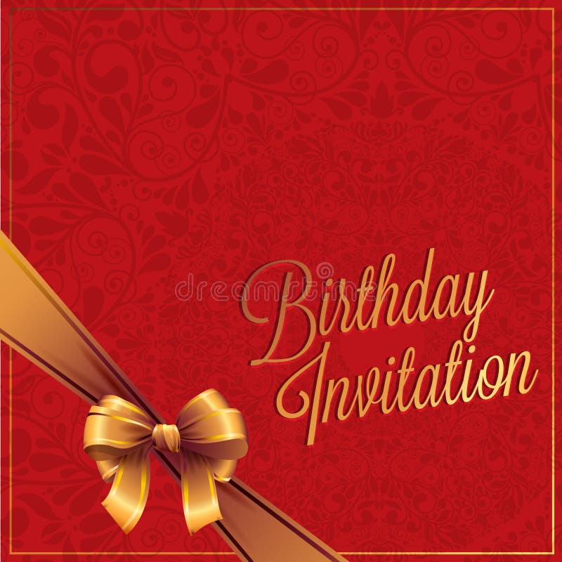 Birthday Card with Gold Ribbon Vector Design Stock Vector ...