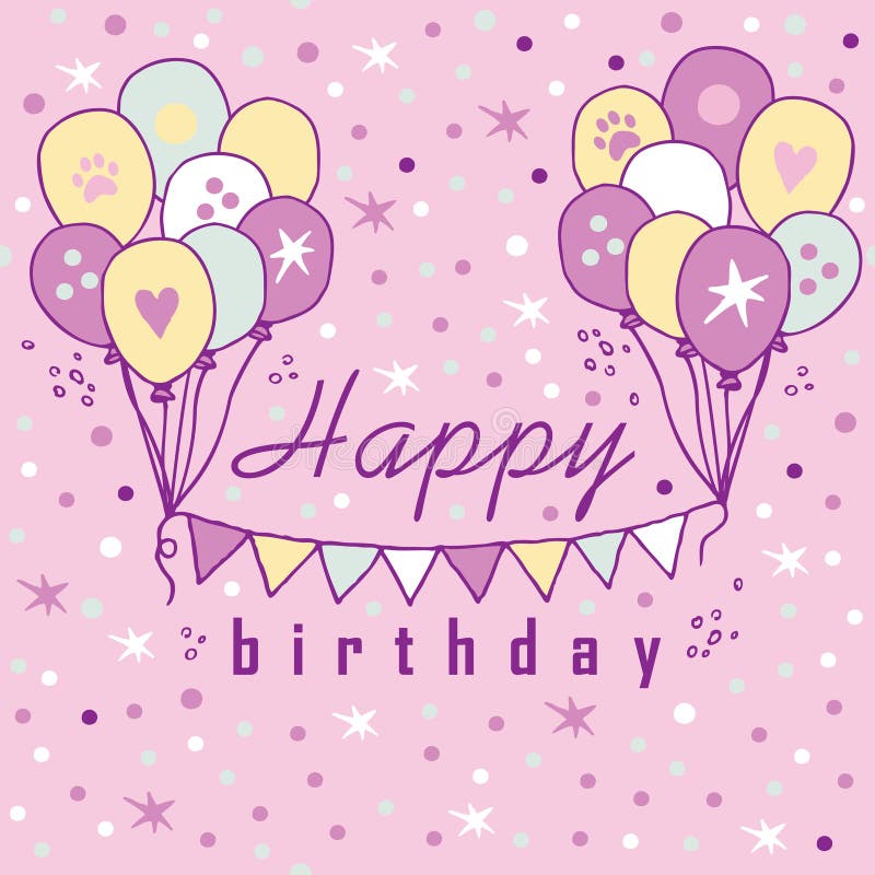 Happy Birthday Typographic Design for Greeting Cards on Lavender ...