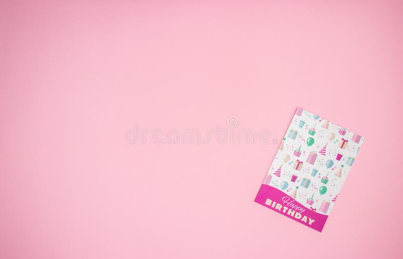 Birthday Card On Pink Background Stock Image - Image of white, wishes ...