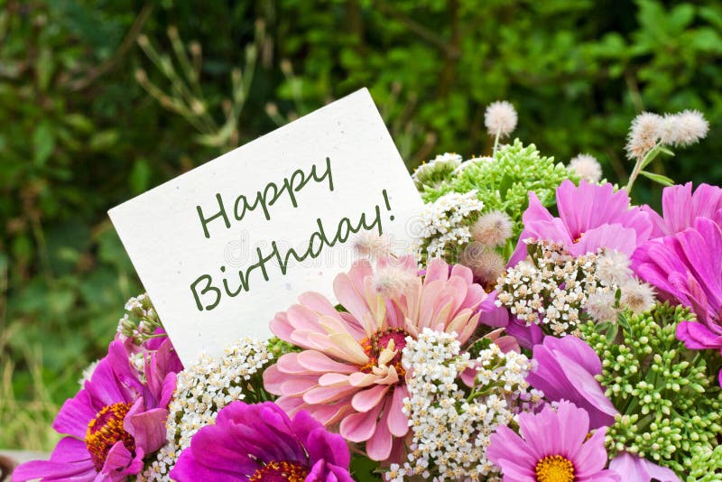 Pink flowers and birthday card