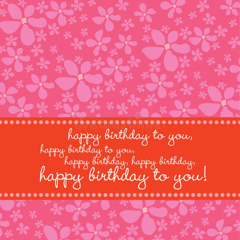 Birthday Card with Retro Flower Background Stock Vector Illustration