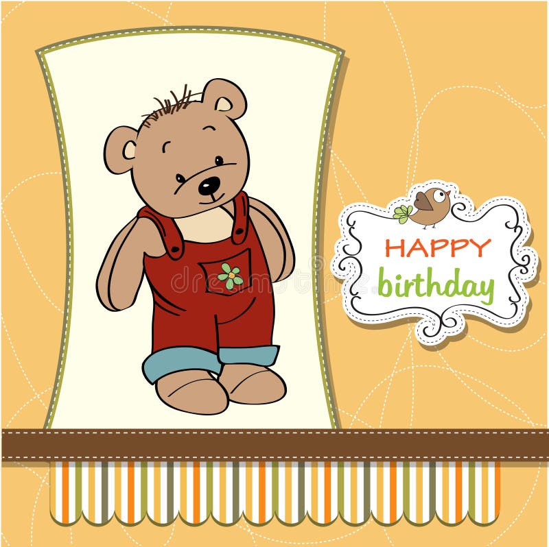 Birthday card with teddy bear