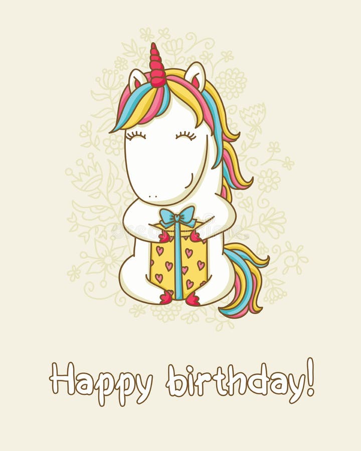 Birthday card with unicorn