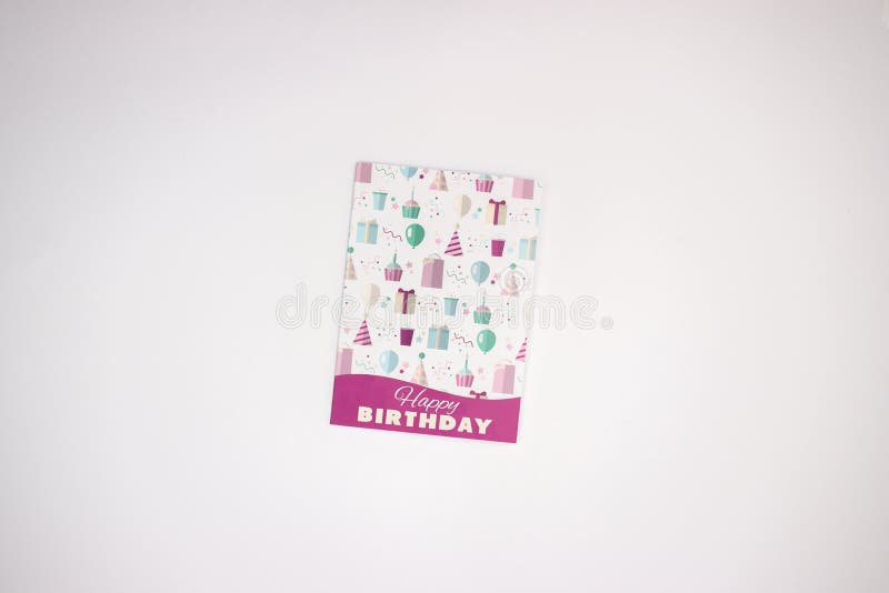 Birthday card on the white background stock photos