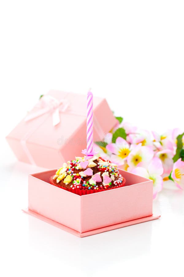 Birthday Cupcake With A Candle Stock Photo Image of dessert, cake