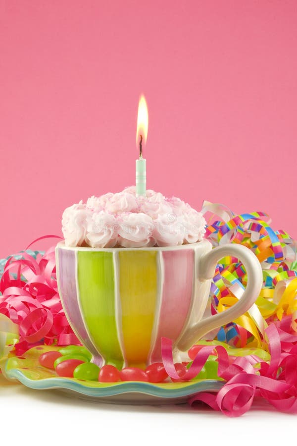 Pink Cupcake in a Teacup stock photo. Image of dessert 10852532
