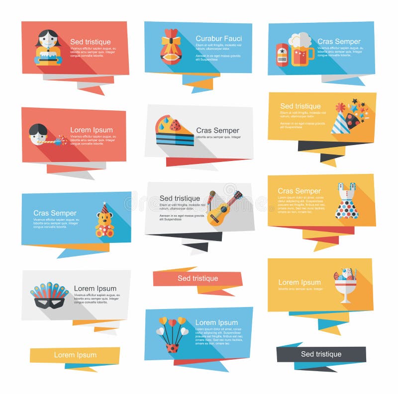 Birthday Flat Banner Background Set,eps10 Stock Vector - Illustration