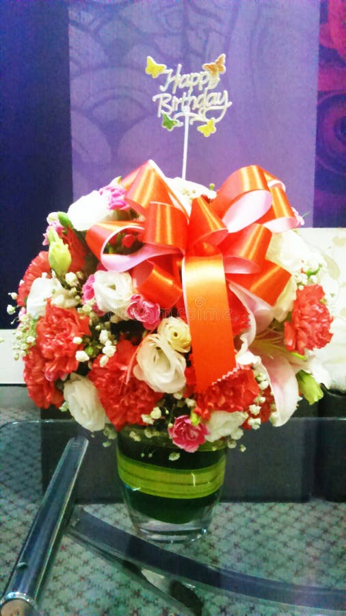 Birthday flowers vase stock image. Image of vase, wishes 44478929