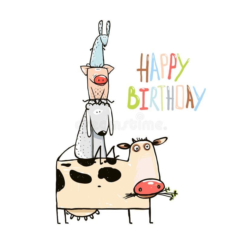 Birthday Funny Cartoon Farm Domestic Animals Stock Vector - Illustration of greeting, amusing: 54048156 Birthday Funny Cartoon Farm Domestic Animals Stock Vector - Illustration of greeting, amusing: 54048156