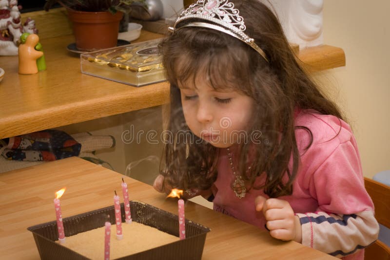 Birthday Girl with Candle Lights Stock Photo Image of beauty