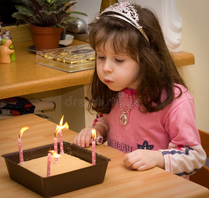 Birthday Girl with Candle Lights Stock Image Image of beauty