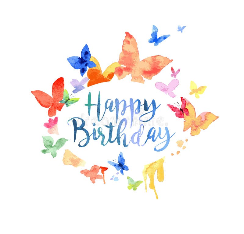 Download Birthday Greeting Card With Butterflies Stock Vector ...