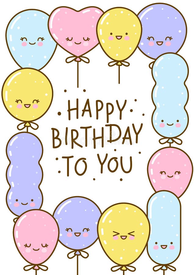 Birthday Greeting Card with Balloons Stock Vector - Illustration of ...