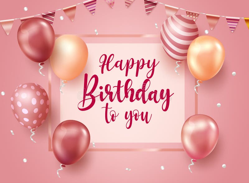 Birthday Greeting Vector Template Design. Happy Birthday Text in ...