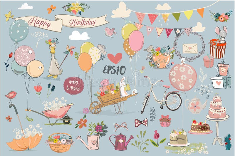 Birthday lovely elements collection royalty free illustration Birthday lovely elements collection royalty free illustration