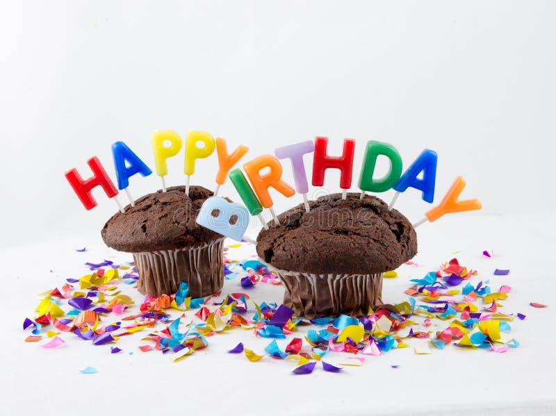 Birthday muffins stock photo. Image of chocolate, muffins 35887958