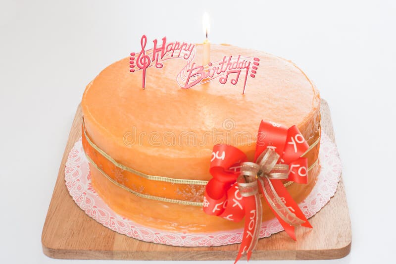 Birthday orange cake stock image. Image of bakery, festive 34802081